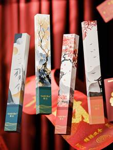 4pcs Sakura Flower Toothbrush Set, Chinese Style Gift Box With Protective Case, Soft Bristle Toothbrush For Travel, Valentine's Day - Multicolor - View 1