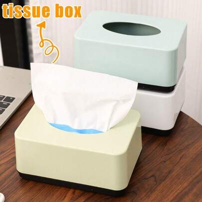 Simplicity Design Plastic Tissue Box Square Durable Napkin Holder Solid Color Paper Towel Box Home Use