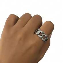 1pc Stainless Steel Unique Chain Design Niche Punk Style Hypoallergenic Waterproof Fade-Resistant Everyday Wear Men Ring - Chain Men's Ring 3 - View 4