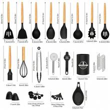 37pcs Silicone Cooking Utensil Set With Storage Bucket, Heat Resistant Non-Stick Pan Cookware Tool Set - Black - View 11