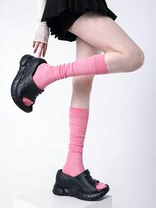 2 pares de calcetines de color caramelo casuales hasta la rodilla para mujer, primavera/verano - Multicolor - Ver 5
