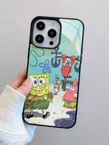 1pc Acrylic Cartoon Creative SpongeBob Squarepare Crab Boss Fitness Pattern Phone Case, Full Body Shockproof Protective Cover Compatible With IPhone 17/16/15/14/13/12/11 Pro Max And Other Models - Multicolor - View 5