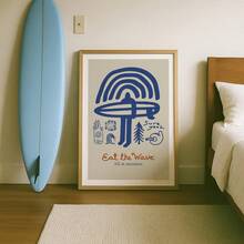 1pc Modern Wall Art Poster, Classic Modern Surf Poster, Canvas Ink Wall Art, Minimalism Art, Perfect Gift For Swimming Lovers, Chic Blue Line Art Print, Spring & Fall Season Suitable, Framed Or Unframed, Room Decor, Home Decor, Ideal Housewarming Gift, College Dorm Apartment Decor, Gifts For Wall Decoration In Hotel, Home, Living Room, Bedroom, Bathroom And Office - A - View 2