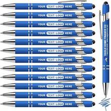 12pcs Blue Ink Customized Pens, Metal Printed Name/Logo/Text, Great Gift For Office, Teachers And Students - Sets - View 4