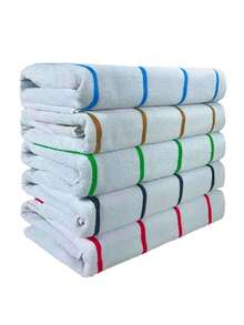 Large Beach Towel 100% Cotton 75x150cm | Thick Bath Towel 420g | Pool Towel - Sọc xanh - Xem 8