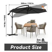 Outdoor Parasol, Stand And Base - 300cm - View 2