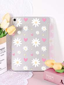 1个心形雏菊双面彩绘透明亚克力三折平板电脑保护套，适用于iPad Mini 6/Mini 7/Air 1/Air 2/9.7/10.2/10.5/Air 4/Air 5/10.9/Pro 11/第十代/Air 11英寸(M2)-2024/Pro 11英寸(M4)-2024/iPad Air 11英寸(M3) 2025/iPad (A16) 11英寸第十一代 2025，不含触控笔，部分型号带有镜头框，iPad平板电脑翻盖保护套 - 彩色 - 查看 3