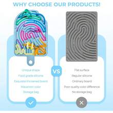 Silicone Sensory Activity Board, Double-Sided Pressure Relief Toy Suitable For Anxiety, Stress, ADHD, Autism And Soothing, Noise-Free And Mess-Free, Comes With Portable Travel Bag And 12 Pull Strings, Suitable For Children 3+ And Adults, Slight Color Variation - Haiyan Blue - View 8