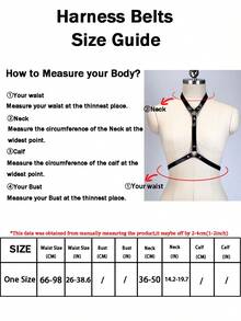 Gothic Style Women's PU Leather Waist Suspender & Chest Strap Body Accessory - Black - View 5