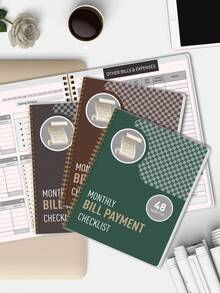 BUBU Monthly Budget Planner Book, 8.4" * 5.5" Undated Bill Payment Notebook Journal With 52 Weeks For Income, Debt, Saving, Expense And Bill Tracker Organizer,School Home Office Supplies - Budget Book - Brown - View 4