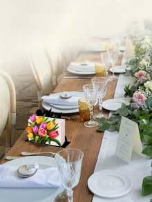 Elegant Tulip Metal Napkin Holder, Creative Tabletop Tissue Paper Dispenser - Ideal For Kitchen And Dining Room Decor - Suitable For Restaurants, Hotels, Cafes, Banquet Tables, Engagement And Wedding Parties - Upright Square Napkin Holder Base - Great Mother's Day Gift For Mom - Multicolor - View 9