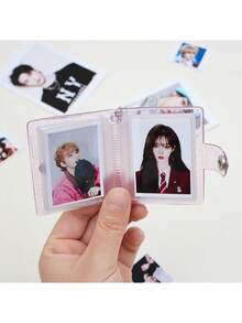 1/3pcs-Mini Bright White Photo Album Keychains, 16-Slot 1-Inch Pocket-Style ID Photo Album, Simple And Elegant Portable Student Photo Album, Celebrity Photo Album - Multicolor - View 3