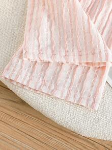 两件套女童可爱条纹上衣和简约长裤，优雅日常穿搭 - 粉色 - 查看 6