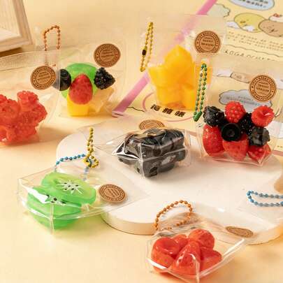 Assorted Fruit Squeeze Toys, Blueberry, Strawberry, Kiwi, Banana Squishy Stress Relief Toys