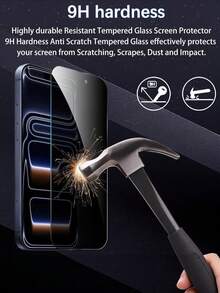 3片装钢化玻璃隐私屏幕保护膜，防窥、防指纹、防水、防震，兼容 16/16 Pro/15/15 Pro Max/13/14 Pro Max/17/8 Plus/11/12/XR/X/XS/17/17 Air/17 Pro/17 Pro Max - 黑色 - 查看 6