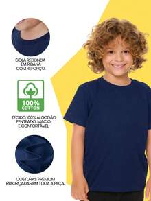 Set Of 4 Basic T-Shirts For Boys (Children's/Youth) 100% Cotton Short Sleeve Casual - Sizes 2 To 14 - 藏蓝色 - 查看 2