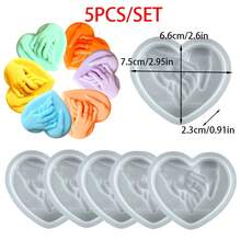 5pcs/Set Hand-In-Hand Heart Shaped Silicone Candle Mold, Heart Resin, Soap, Gypsum DIY Tools For Wedding Party Decor, Handmade Candle Making Kit, Valentine's Day Gift - 5pcs - View 11