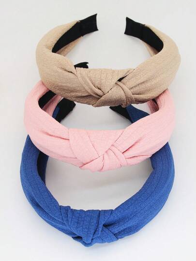 3pcs Solid Color Fabric Non-Slip Headbands For Women, Arched Design, Fashion Hair Accessories Suitable For Daily Wear, Outdoor Activities, Washing Face, Makeup, Can Be Used As Casual Hair Decor, Hairstyling Tool, Beauty Accessory, Curling Accessory