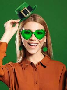 12pcs Frameless Heart-Shaped Glasses, Party Decorative Glasses, Various Fashionable Transparent Green Glasses Suitable For Photography Props, Spring/Summer Beach Accessories, Stylish Glasses, Back To School, Fun Activities Or Party Favors, Singles Party Decor, Singles Party Gifts, Wedding Party - Multicolor - View 5