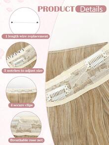 Invisible Wire Hair Extensions Long Wavy Layered Synthetic Hair Extensions With Transparent Wire Adjustable Size 4 Secure Clips For Women Daily Wear - Multicolor - View 3