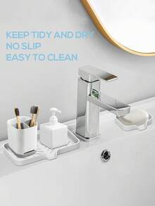 2pcs Silicone Sink Dish Drying Rack With Sponge Holder - Self-Draining, Non-Slip Bathroom And Kitchen Storage Organizer For Soap, Brush And Cleaning Tools. Includes Green And Yellow Sponge Compartments. Sink Caddy | Modern Sink Tray | Silicone Material, Soap And Sponge Holder, Waterproof Countertop Storage Accessory, Drain Mat, Anti-Splash Faucet Silicone Pad, Sink Drip Tray, Household. - Multicolor - View 4