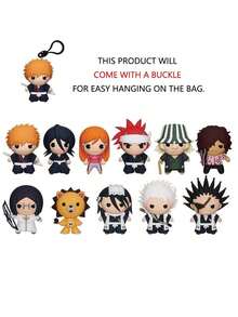 Viz Media 1PC Bleach Officially Licensed Blind Box 3D Figurine Bag Clip Charms Ichigo Rukia Orihime Renji Kisuke Backpack Decor Anime Figure Keychain Anime Collector Kering Set - Multicolor - View 4