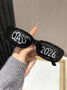 1 Pair Jelly Color Square Frame Glasses, Suitable For Class Of 2026 Graduation Party - Grey - View 10