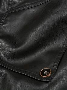 Men's Cool PU Leather Jacket, Casual Street Style Stand Collar Overcoat With Zipper Pockets,Men's Stylish Motorcycle PU Jacket, With A Solid Color Collar Design, Featuring Pockets And Zippers - It Is An Ideal Choice For Autumn And Winter. Winter Coat | Flexible And Fitted PU Jacket, The New Stylish PU Jacket Has Pockets And Is Suitable For Daily Casual Wear, Business, Outdoor Activities, Street Style. It Is Suitable For Men's Fashionable And Elegant Casual Wear For Spring, Autumn And Winter. It Is A Stylish And Elegant Men's Jacket That Is Both Windproof And Warm, And Is Suitable For Winter Casual Wear. Available In Black, Brown And Yellow. - 黑色 - 查看 3