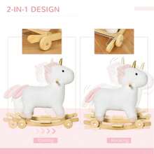 2-In-1 Rocking Horse And Gliding Unicorn For Kids, With Sound System, Wooden Base, Pedals, Handles, White, Suitable For Children Aged 3-6. - White - View 5