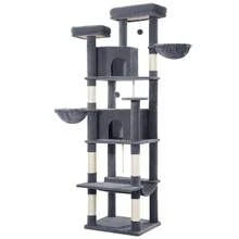 HEXCELEN Cat Tree For Large Cats, 216cm Cat Tower, Multi-Level Cats Climbing Tower With Scratching Posts, 2 Comfy Condos, 2 Perches, 2 Baskets, Hammock, For Indoor Use - Dark Grey - View 9