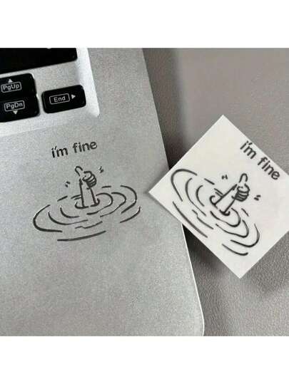 BESTSELLERS 1/3PCS I'm Fine Funny Sarcastic Metal Stickers - Waterproof Glossy Paper Laptop Decals With Humorous "I'm Fine" Design, Easy Peel & Stick For DIY Tech Accessories (One-Time Use)