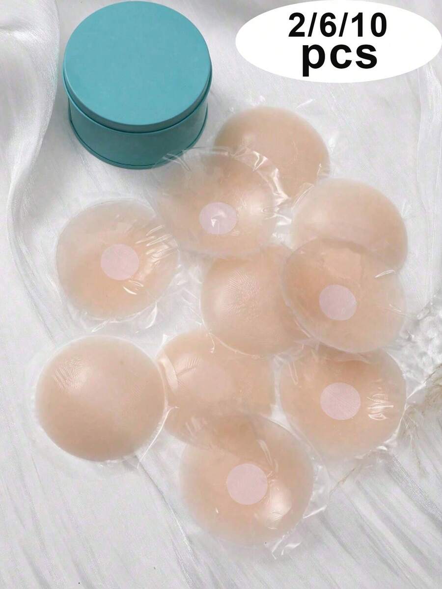 2/6/10pcs Reusable Strapless Invisible Self-Adhesive Nipple Covers, Seamless & Non-Slip, Suitable For Various Occasions - Baby Pink - View 1