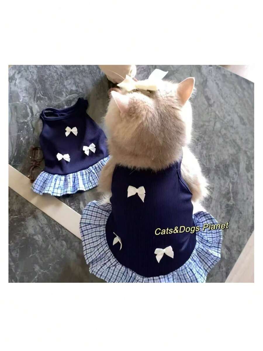 Style Aristocratic Bowknot Pet Dress, Cute Cat/Dog Skirt, Popular Valentine's Day Item, Suitable For Spring, Summer, Autumn, Winter - Multicolor - View 1