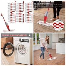 Microfiber Spray Mop Pads Compatible With Oceda ProMist MAX, Dual-Action Washable Flip Mop Pads Replacement For Dry Wet Floor Cleaning, 3 Packs Red - 3 Packs Red White Mop Pad for Promist Max - View 2