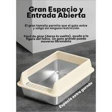 UNA MASCOTA Arenero Semicerrado para Gatos XL, Acero Inoxidable - Gris Claro - Ver 7