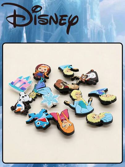 Disney 13개 세트 겨울왕국 공주 신발 액세서리 | 귀여운 카툰 액세서리, 남녀 공용, 완벽한 파티 선물 및 생일 선물, 플라스틱 재질, 배터리 불필요