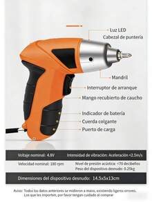 2026 nuevo juego de herramientas de mantenimiento de perforación eléctrica doméstica destornillador eléctrico de litio, kit de herramientas de combinación de carga de cable usb, un juego de diez juegos de mini, fácil de usar y - Naranja - Ver 9