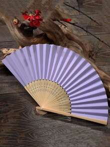 Customized Name/Logo White Wedding Paper Fan, Invitation Paper Fan, Classic White DIY Paper Fan - Multicolor - View 3