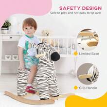 Zebra Shaped Kids Rocking Horse With Realistic Sound For 2-4 Years, Black - White - View 7