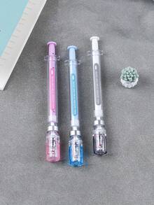 3/9pcs Innovative Syringe Shaped Virus Elimination Pens, Randomly Included With Black Ballpoint Pen And Vaccine Pen - Rectangle - View 6
