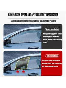 1/2Pcs Car Universal Side Window Wipers Removes Water Mist And Rainwater From The Window Glass With Double Scraping Rubber Strips, Removal Window Glass Wiper General Wiper Wiper Blade Rubber Strip Wiper Car Supplies - Black - View 10