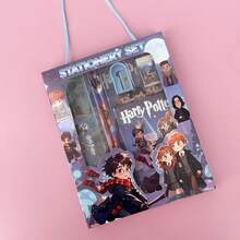 6pcs Harry Potter Stationery Set Including 2 Pencils, 1 Pencil Sharpener, 1 Eraser, 1 Notebook, 1 Ruler, Suitable As Party Favor, Birthday Gift, Back To School Gift, Fan Gift - Multicolor - View 2