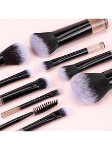 50 Mini Pink Makeup Brush Sets+1 Mini Zipper Bag, Paint, Makeup Brush, Rouge Brush, Eye Shadow Brush, Highlight Brush, Eyebrow Brush - Convenient Travel Makeup Tools - Multicolor - View 11