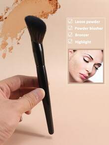 1pc Soft And Skin Friendly Powder Makeup Brush, Rouge Brush, Soft Fiber And Easy To Carry Makeup Tool, Travel Powder Brush. Gifts For Women And Girls - Black - View 4