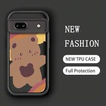 おしゃれなトレンドパターンのクリエイティブなカートゥーンイラスト、ラグジュアリーベアデザインのスマホケース。  Pixel 7、7A、8、8A、9、XL Pro、5G、Eye Ladder、マットブラック、ホワイト、ソフトTPU、耐衝撃性カバー。  Pixel 8A、9A、10、 11/12/13/14/15/15pro/15 Plus/15 Promax/11pro/12pro/13pro/14pro/12mini/13mini/11promax/12promax/13promax/14promax/14plus/5を使う。 - 白2 - チェックする 7