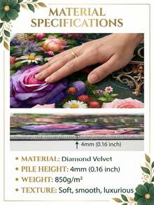 1pc Gold Diamond Velvet + 850g/㎡ Pointed Toe Printed Carpet, Featuring Exquisite Border Pattern And Exotic Nordic Design, Anti-Slip And Stain-Resistant, Retro Bohemian Modern Holiday Carpet, Moroccan Washable, Suitable For Yard, Patio, Balcony, Picnic Outdoor Decor, Study, Entryway, Long Corridor, Large Area Carpet - A - View 6