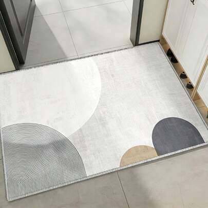 1pc Gray Semi-Circle Pattern Carpet, Kitchen Rug, Kitchen Mat, Kitchen Carpet, Doormat, Small Rug, Carpet, Runner Rug, Floor Mat, Home Decor, Area Rug, Outdoor Mat, Home Decor, Area Carpet, Bedroom Carpet, Washable Rug