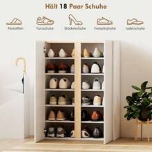 Shoe Cabinet With Soft-Close Mechanism, 6 Shelves Without Handles, Capacity Up To 18 Pairs, For Entryway, Hallway, Wood, White - White - View 4