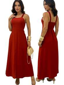 Long Dress Simple Elegant Casual Button Split Side Slit Women Wedding - 泰拉 - 查看 2