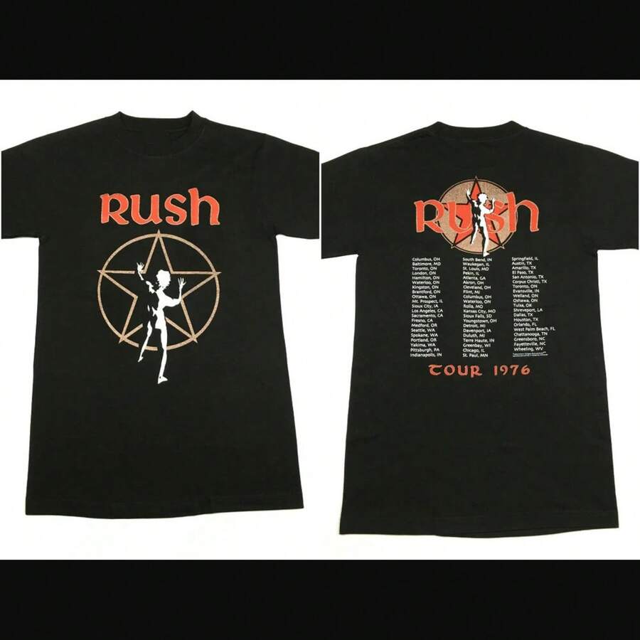 RUSH TOUR 1976 VTG 2006 T-SHIRT VINTAGE BLACK PRINT T SHIRT - Black - View 1